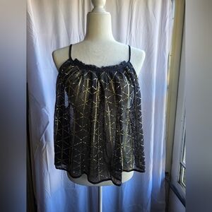 Free People Carbon Gold Metallic Sequin Party Top​ - Size Large - NWT
